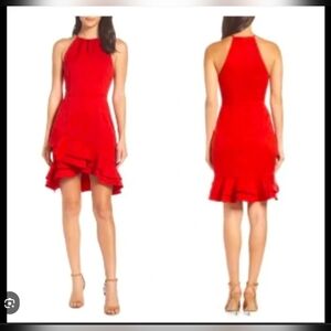 Cooper St Senorita High Neck Frill Mini Dress Halter Ruffled Red Size 8